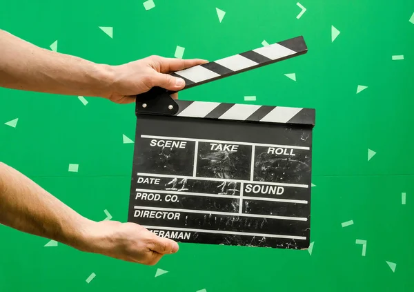 Clapper Board Green Screen Background — Stock Photo, Image