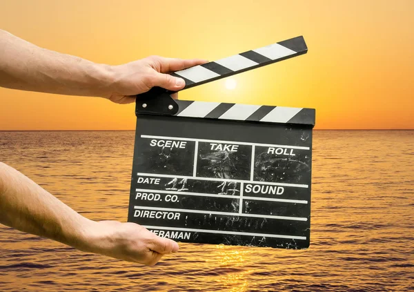 Clapperboard Φόντο Στη Θάλασσα — Φωτογραφία Αρχείου