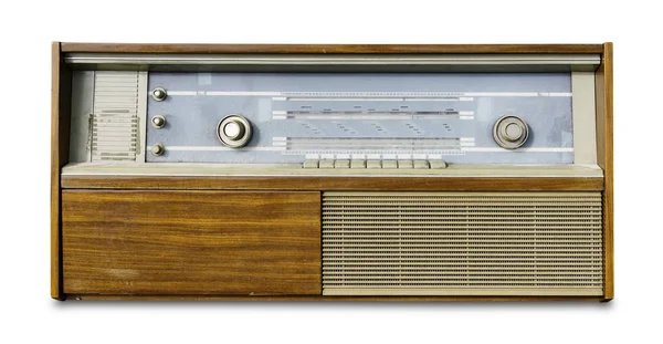 Vintage Gammel Radio Isoleret Hvid Baggrund - Stock-foto