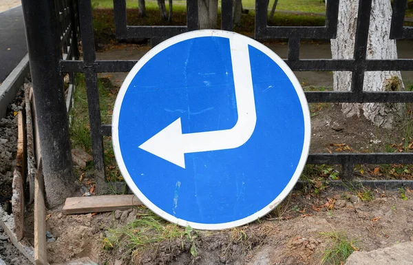 Blue Road Sign Turn — Stock Photo, Image