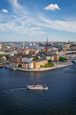 Stockholm City Nehri ile havadan görünümü