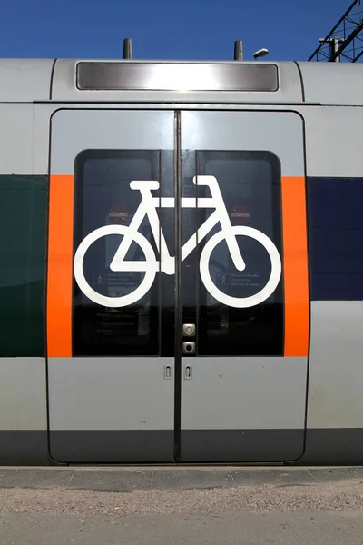 Bicycle symbol on metro train doors