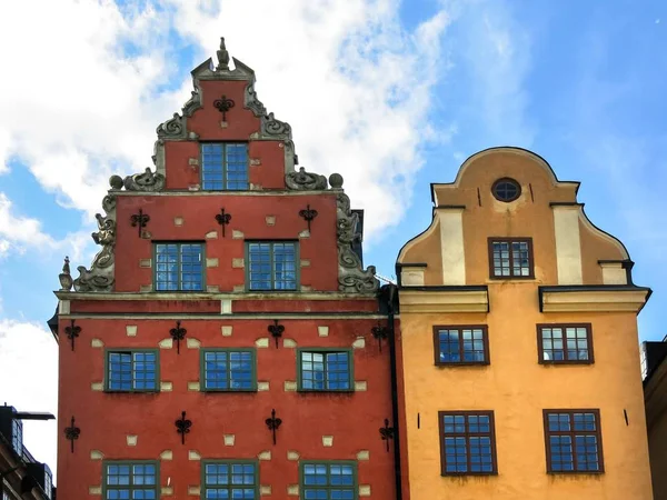 Kleurrijke Huizen Zweden — Stockfoto
