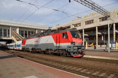 Train on Minsk central station, Belarus  clipart
