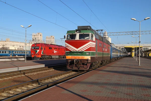 Gare Centrale Minsk Avec Trains Belarus — Photo