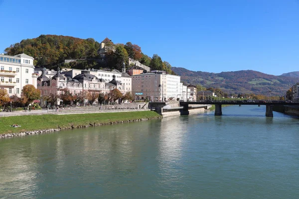 Salzburg Áustria Outubro 2017 Rio Salzach — Fotografia de Stock