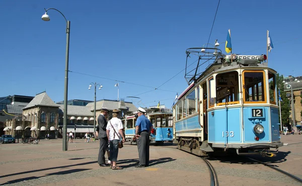 Vieux Tramway Dans Rue Gothenburg Suède — Photo