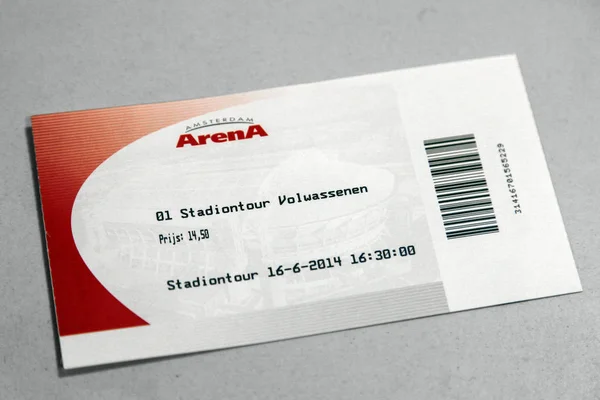 Ticket Voor Voetbalwedstrijd Ajax Arena Stadion — Stockfoto