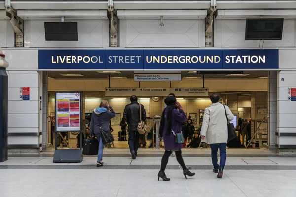 Ludzie Stacji Liverpool Street Londynie Underground Anglia — Zdjęcie stockowe