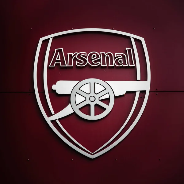 Közelről Tekintettel Arsenal Gunners Logó — Stock Fotó