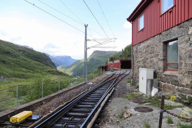 Myrdal, Norveç - 18 Haziran 2019: Myrdal, Norveç'teki tren istasyonu