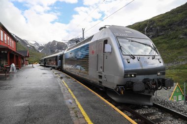 Myrdal, Norveç - 18 Haziran 2019: Myrdal, Norveç'teki tren istasyonu