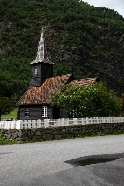 Old Wooden Church Small Village Flam Norway — Stock Photo, Image