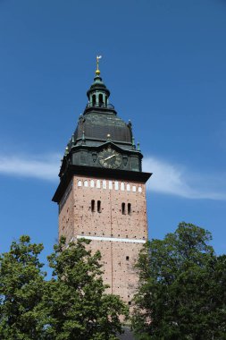 İskandinav tuğla gotik tarzı, Strangnas, İsveç güzel lutheran katedral kilisesi Piskoposluk görünümü