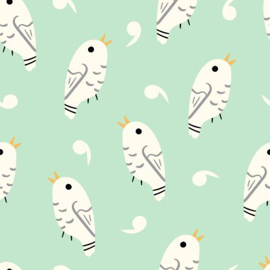 Sevimli Japon bahar kuş resimli desen sanat için çocuklar, kumaşlar, hediye paketi, ileti örneği ve iç tasarım için ilham kaynağı.