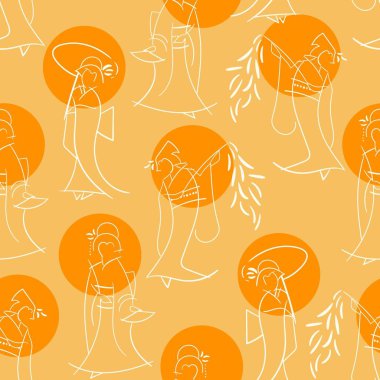 Soyut Japonca kabuki dansçılar Dikişsiz resimli desen esin kaynağı oldu. Kumaşlar, hediye paketi, ileti örneği ve iç tasarım zarif Kültür Sanat.