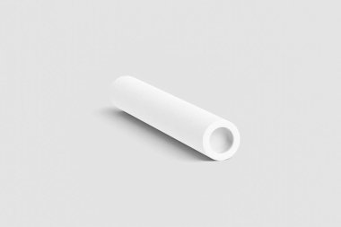 Beyaz kağıt tüp üzerinde izole açık gri renkli kadar alay. 3D render. 