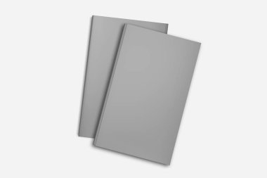Ciltli kitap şablon boş kitap mockup tasarım anlamları, 3d render için. Boş gri kitap kapağı yumuşak gri arka plan üzerinde. Kırpma yolu ile izole.