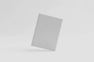 Boş dergi, kitap, kitapçık o broşürü yumuşak gri arka plan üzerinde izole kapalı. 3D render