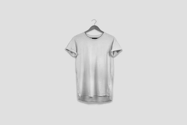 Camisetas Blancas Blanco Mock Sobre Fondo Gris Suave Vista Frontal — Foto de Stock