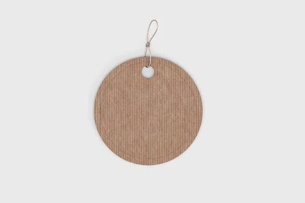 Brown Kraft Paper Price Tag Label White Background Top View — Stock Photo, Image