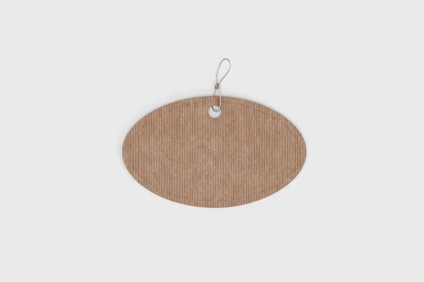 Brown Kraft Paper Price Tag Label White Background Top View — Stock Photo, Image