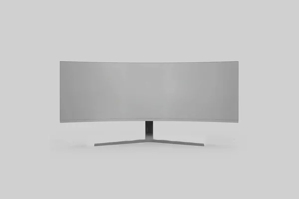 Pantalla Curvada Aislada Sobre Fondo Gris Suave Renderizado — Foto de Stock