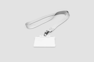 Kimlik kartı. Personel kimlik Mock-up yumuşak gri arka plan üzerinde izole