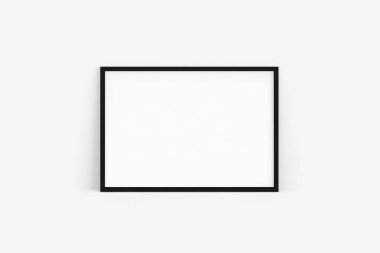 Gerçekçi resim çerçeve alay kadar üzerinde izole yumuşak gri arka plan. Sunularınız için mükemmel. 3D render.