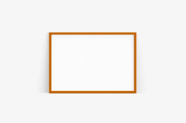 Gerçekçi resim çerçeve alay kadar üzerinde izole yumuşak gri arka plan. Sunularınız için mükemmel. 3D render.