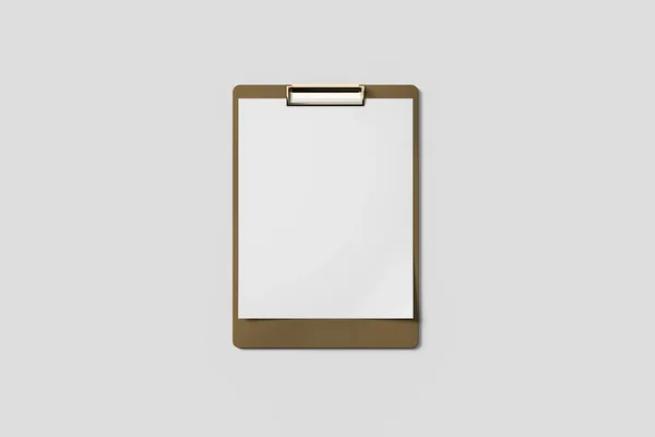 Clipboard Blank Paper Mock Isolated Soft Gray Background Rendering — Stock Photo, Image