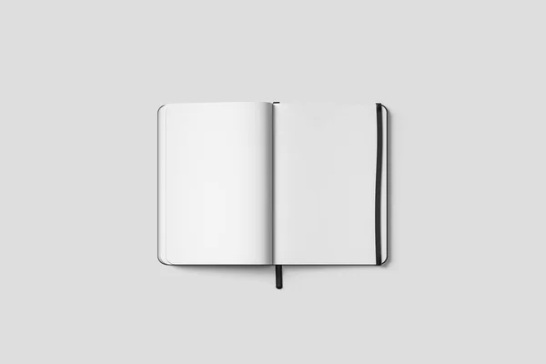 Blank Open Notebook Изолирован Мягком Сером Фоне Рендеринг — стоковое фото