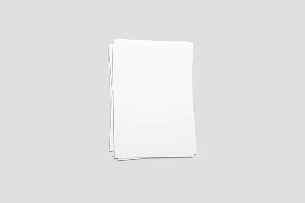 紙の白いシート 柔らかい灰色の背景に分離した影と の現実的な空の紙メモ テンプレート レンダリング — ストック写真