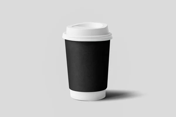 Koffie Paper Cup Mock Geïsoleerd Lichte Grijze Achtergrond Rendering — Stockfoto