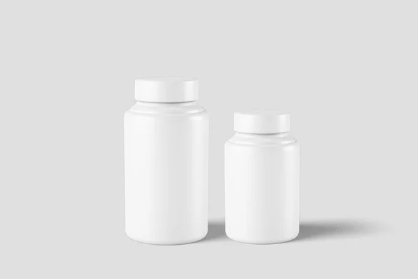 Realistyczne Plastikowych Butelek Mock Dla Pigułki Lub Inne Preparaty Farmaceutyczne — Zdjęcie stockowe