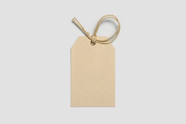 Blank Tag Tied Hang Product Show Price Discount Isolate White — Stock Photo, Image