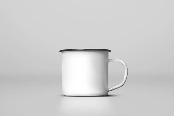 Taza Esmalte Blanco Aislada Sobre Fondo Blanco — Foto de Stock