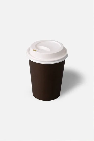 Paper Cup Mock Coffee Tea Isolated Soft Gray Background Can — Stock Photo, Image