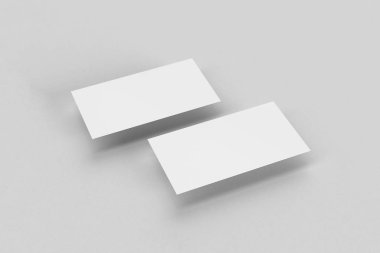 Kadar yumuşak gri arka plan üzerinde boş adının kartvizit yığını alay et. 3D render