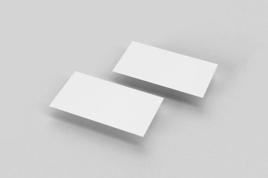 Kadar yumuşak gri arka plan üzerinde boş adının kartvizit yığını alay et. 3D render