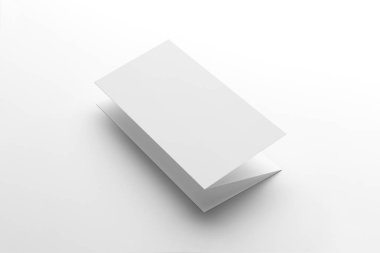 Boş panelli kağıt broşür Mock-up yumuşak gölgeler ile yumuşak gri arka plan üzerinde. 3D render