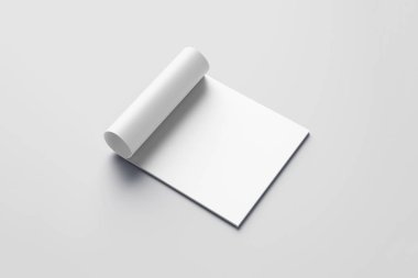 Kare broşür ya da dergi Mock-up yumuşak gri arka plan üzerinde boş. 3D render.