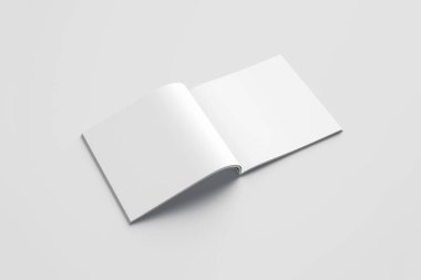 Kare broşür ya da dergi Mock-up yumuşak gri arka plan üzerinde boş. 3D render.