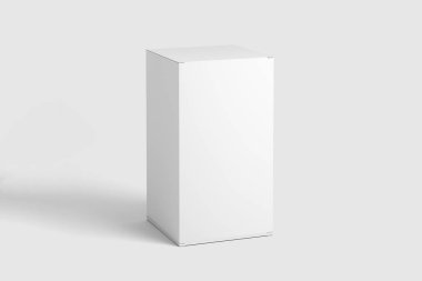 Gerçekçi beyaz boş karton beyaz arka plan üzerinde izole kutu. Mock-up kolay değişiklik renklere. Tasarımınız için hazır. 3D render.