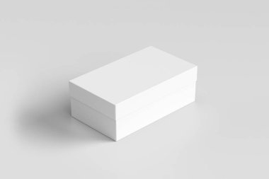 Gerçekçi beyaz boş ayakkabı yumuşak gri arka plan üzerinde izole kutu. Mock-up design.3d işleme için.