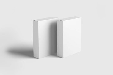 Gerçekçi beyaz boş karton beyaz arka plan üzerinde izole kutu. Mock-up kolay değişiklik renklere. Tasarımınız için hazır. 3D render.