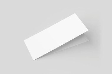 Beyaz şablonu için sahte kadar boş manzara broşür ve sunum üzerinde izole yumuşak gri arka plan tasarlamak. 3D render.