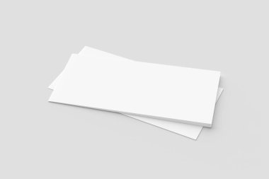 Beyaz şablonu için sahte kadar boş manzara broşür ve sunum üzerinde izole yumuşak gri arka plan tasarlamak. 3D render.