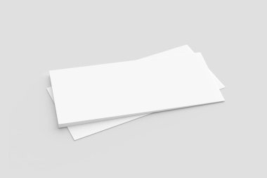 Beyaz şablonu için sahte kadar boş manzara broşür ve sunum üzerinde izole yumuşak gri arka plan tasarlamak. 3D render.