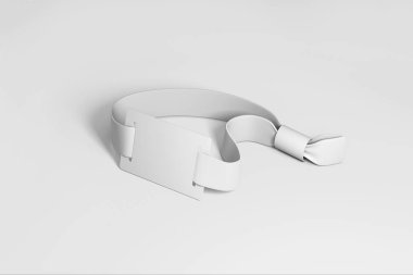 Gerçekçi beyaz bileklik Mock-up yumuşak gri arka plan üzerinde izole. 3D render.